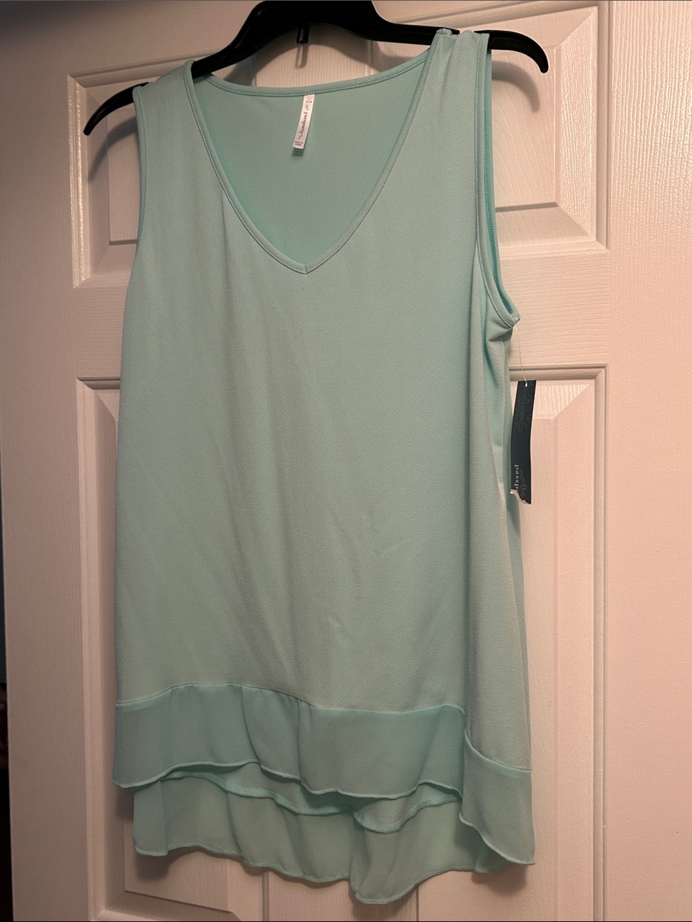 Passport Mint Layered Hem V-Neck Tank Top